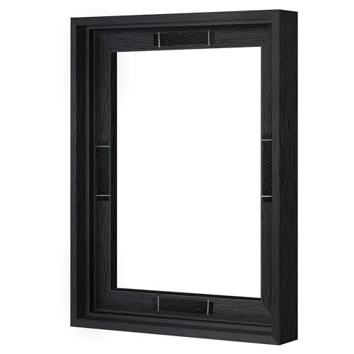 Abtgt 9x12 Canvas Floating Frame with 0.9" Deep, Black Floater Frame for Canvas Paintings with Adhesive, Vertical or Horizontal Wall Art frame for Prints Oil Painting Diamond Decor, 1 Pack. - color: Black, size: 9x12