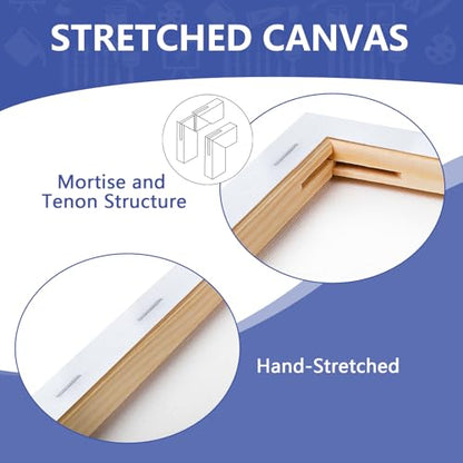 FUMILE 5x7 Canvas for Painting, 12 Pack Stretched Small Canvases for Painting-5/8 in Profile Primed White Blank Painting Canvas Value Pack for Oil & Acrylic Paint - size: 5x7IN