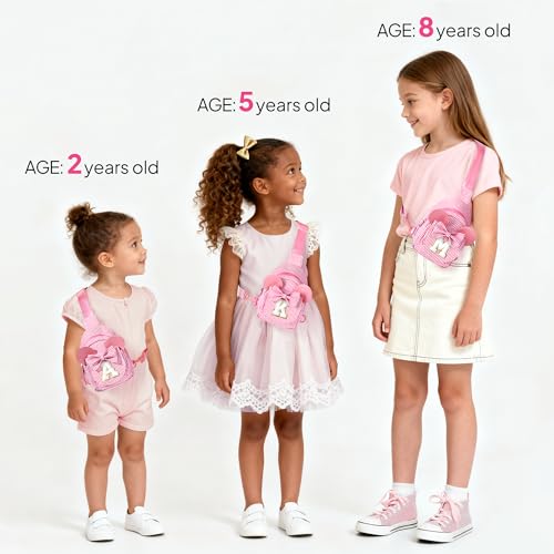 Birthday Gifts for Girls Kids, Personalized Small Initial Pink Sling Bag for Kid Girls | Small Initial Monogram Fanny Packs Crossbody Bag Purse for Girl Kid Year Old Birthday Gifts (Pink A) - color: Pink, style: A