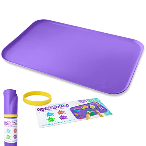 Just Messin’ Silicone Art Mat for Kids, Reusable Non-Slip Heat-Resistant Mat w Raised 0.6" Edges to Contain Mess & Protect Tables/Floors, Arts & Crafts, Resin, Legos, 16"x26", Purple - color: Purple, size: 16" x 26"