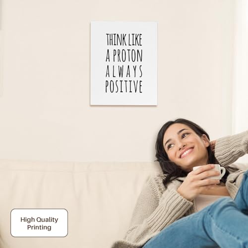 3dRose Think like a proton always positive. Black letters on white background Museum Grade Canvas Wrap 11x14 - size: 11"L x 14"W