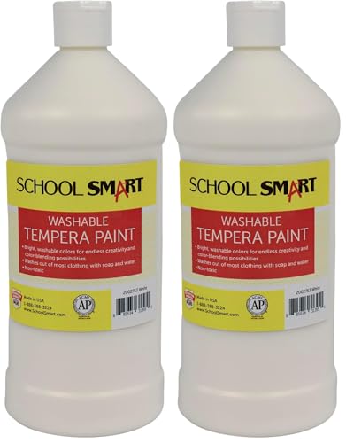School Smart Washable Tempera Paint, Quart, White (Pack of 2) - color: White, size: 32 Fl Oz (Pack of 2)