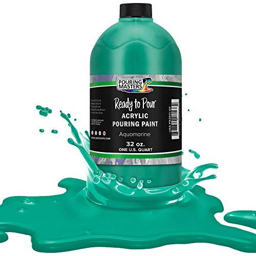POURING MASTERS Aquamarine Acrylic Ready to Pour Pouring Paint - Premium 32-Ounce Pre-Mixed Water-Based - for Canvas, Wood, Paper, Crafts, Tile, Rocks and More - color: Aquamarine, size: 32 Fl Oz (Pack of 1)