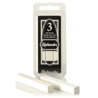 Derwent Alphacolor Round Soft Pastels, White, 3 Pastels per Pack (105W)