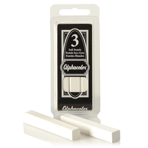 Derwent Alphacolor Round Soft Pastels, White, 3 Pastels per Pack (105W)