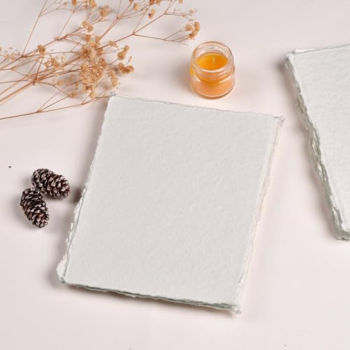LEATHER VILLAGE Watercolor Paper, 140lb(300gsm), 12X16 Inches, 25 Sheets,Handmade Deckle Edge Paper, Textured, Mixed Media, Cold Press Pad for Calligraphy, Sketching, Crafts and Painting - size: 12 inches X 16 inches