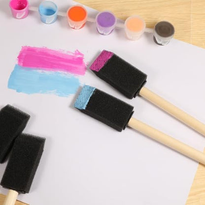 18 Pcs 1 Inch Foam Paint Brushes, Wood Handle Sponge Brushes Paint Sponges Set, Foam Brush for Painting, Wood Handle Sponge Brush for Staining, Painting Tools for Crafts, DIY Projects