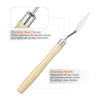 HARFINGTON 8pcs Palette Knife Painting Tool 6.3" Pointed Stainless Steel Blade Plastic Handle Spatula Painting Pallet Knife for Oil Canvas, Beige - color: Beige