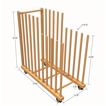 Art Storage Rack,Wood Art Drying Storage Stand with Hand&Caster Wheels , Art Canvas Storage for Art Studios,Drawing Board,Printed Matter,Gallery,Artworks