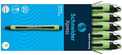 Schneider Xpress Premium Fineliner, 0.8 mm Porous Point, Light Green Barrel, Black Ink, Box of 10 Pens (190001) - color: Black