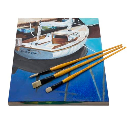 Creative Mark Mimik Hog Professional Synthetic Hog Bristle Paint Brush- Versatile Alternative to Natural Hog Hair Paint Brushes for Oil Painting, Acrylics, Inks & More- Extra Long Filbert # 3-3 Pack - size: Filbert Xtra Long #3