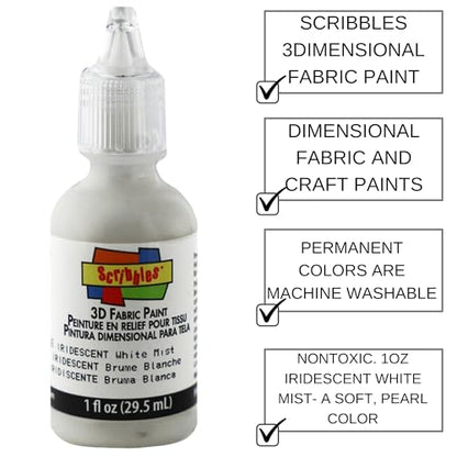 Scribbles 13903 3D Fabric Paint Shiny, White - color: White, size: 1 Fl Oz (Pack of 1)