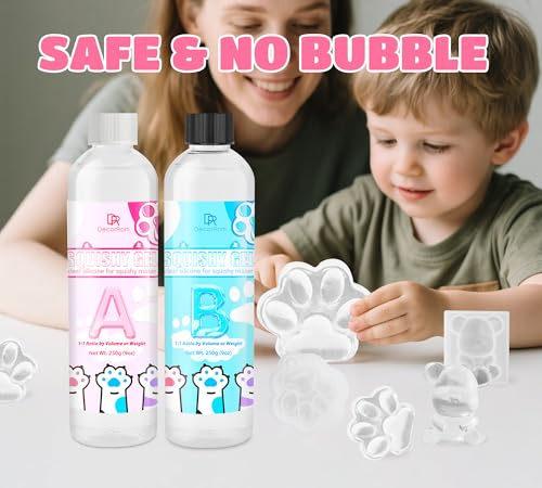 Liquid Silicone for Taba Squishy Kit- 18oz Transparent Liquid Silicone, Super Soft Fast Cure Rubber for Taba Squishies Molds, DIY Squishy Maker Kit for Cat Paw Casting Molding, Stress Relief Craft