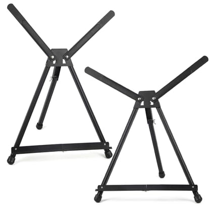 Falling in Art Aluminum 15" to 21" Tabletop Easel Display, Black Tripod with Rubber Feet, Holds Canvas, Paintings, Books, Photos, Signs (Pack of 2) - style: 2 PACK