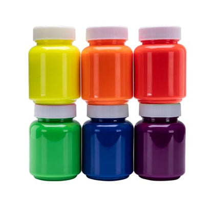 Cra-Z-Art Neon Washable Kids Paint 2oz Jars, 6 Colors Set