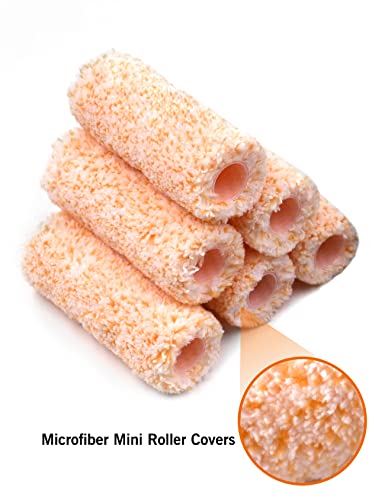 ROLLINGDOG Mini Roller - 4 Inch Jumbo Microfiber Small Paint Roller Covers 3/8” Nap - color: microfiber roller 4 Inch