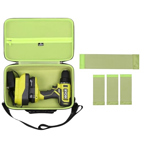 Tourmate Hard Storage Case for RYOBI ONE+ 18V Cordless 1/2 in. Drill PCL206B - Travel Case for RYOBI ONE+ 18V Cordless 1/4 in/18V,3/8 in Driver(Box for Sale) (Black & Green, M) - size: M
