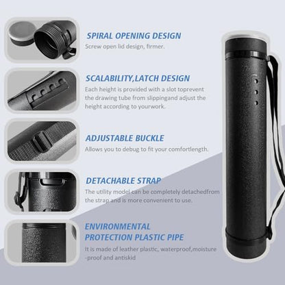 Poster Tube with Strap,2Pack Expandable Poster Storage Tubes Expand from 24.5" to 40" ,Waterproof Telescoping Blueprint Art Document Transport Carrying Tube - color: Black