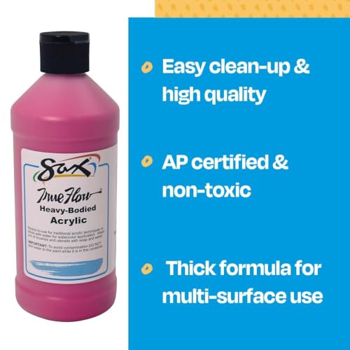 Sax Heavy Body Acrylic Paint for School and Arts and Crafts Use, Magenta, 1 Quart - color: Magenta, size: 32 Fl Oz (Pack of 1)