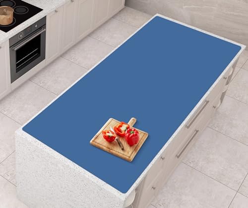AECHY Silicone Mats for Kitchen Counter 47"x23.6"x0.08”, Largest Heat Resistant Mat Shipped Rolled Up Kitchen Island Silicone Countertop Protector Mat Nonslip Extra Large Counter Mat, Blue - color: Blue, size: 47"L x 23.6"W