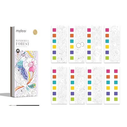 MiDeer Pocket Watercolor Painting Book for Kids Ages 4-8+, Mess Free Paint with Water Coloring Books, Travel Watercolor Kit, Party Favors Arts Crafts Birthday Gifts for Girls - Wonder Forest - color: WONDERFUL FOREST