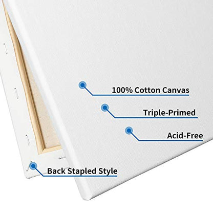 FIXSMITH Stretched Canvas- 6x8 Inch, Bulk Pack of 12, White Blank Canvases for Painting, Primed,100% Cotton,5/8 Inch Profile of Super Value Pack for Acrylics,Oils & Other Painting Media. - size: 6"x8"