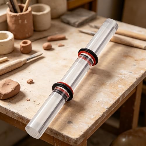 Acrylic Clay Rolling Pin, Polymer Clay Roller Tool, Dough Shaping Stick for Pottery, Ceramics, DIY Craft, Modeling & Sculpture Supplies (Clear)