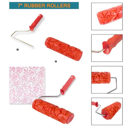 7"DIY Patterned Paint Roller | Decorative Art Texture Roller | Embossing Texture Rubber Roller Painting Supplies | Pattern Art Texture Tools for Household Wall Painting (BK191R) - style: BK191R