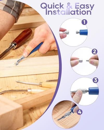 UCEC Linocut Carving Tools - Linoleum Cutter Kit with 6 Blades for Block Printing, Stamp Making Carving, Linocut Kit for Printmaking - Arts and Crafts Tools for Beginners, Adults, Artists(Blue) - color: 1pc Linoleum Knife(blue)