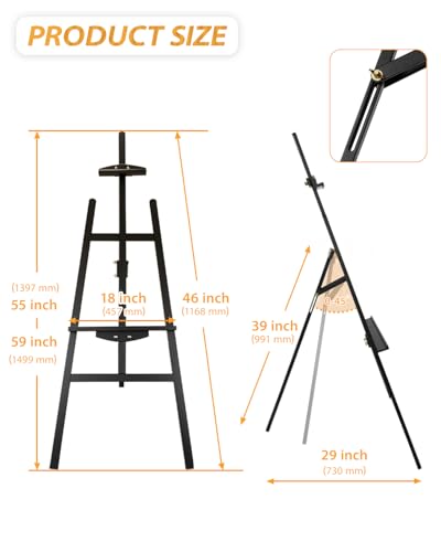 Foldable & Adjustable Wooden Painting Easel for Adults Hold up to 41" Canvas,Artist Easel Stand for Painting,Wooden Easels for Display Home Studio Outdoor Wedding,Art Easel Stand, Black - style: Black