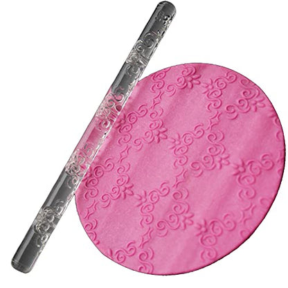 Rengue Acrylic Rolling Pin with 28 Patterns, Compliant Material Comfortable Grip, 6.3 by 0.4 Inch Lightweight for Dough and Pastry Number 4 - size: 51017 printing
