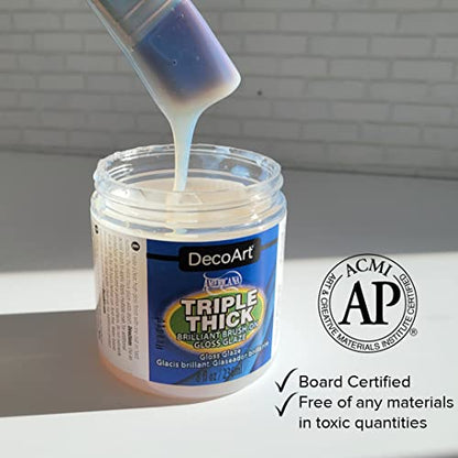 DecoArt Triple Thick Gloss Glaze - Jar, 8fl oz (3 Pack) - color: Clear, size: 8 Fl Oz (Pack of 3), style: 24 fl oz