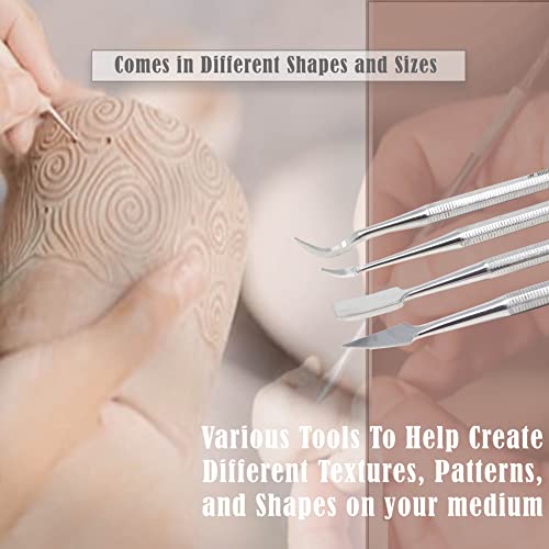 A2ZScilab - Stainless Steel Spatula Wax & Clay Sculpting Tool Carver Set, Carving Pottery Tools - Sculpture Shaper Polymer Modeling Tools for Clay, Pottery, Ceramics Artwork & Holiday Crafts (4PK) - style: 4PK