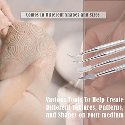 A2ZScilab - Stainless Steel Spatula Wax & Clay Sculpting Tool Carver Set, Carving Pottery Tools - Sculpture Shaper Polymer Modeling Tools for Clay, Pottery, Ceramics Artwork & Holiday Crafts (4PK) - style: 4PK
