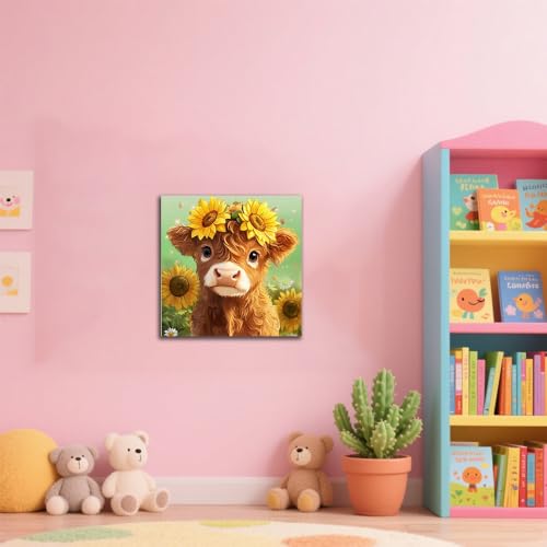 WEMEON Cow Paint by Numbers Kit for Kids with Frame and Easel, Easy Paint by Numbers Kits for Kids Ages 8-12, Small Painting by Number for Birthday Gift, Painting Party(10X10inch) - color: DMBK-0012-US(10X10inch)