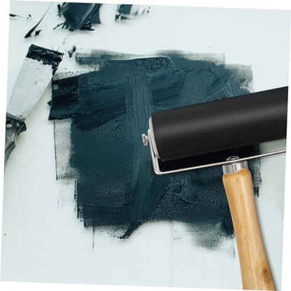 HOMSFOU 10cm Rubber Ink Roller Set for Printmaking Scrapbooking Stamping Craft Projects Heavy Metal Frame for Longevity