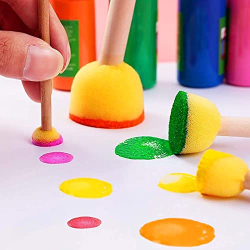 vivinin 90 Pcs Round Sponges Brush Set, Round Sponge Brushes for Painting, Paint Sponges for Acrylic Painting, Painting Tools for Kids Arts and Crafts (4 Sizes) - size: 90 PCS