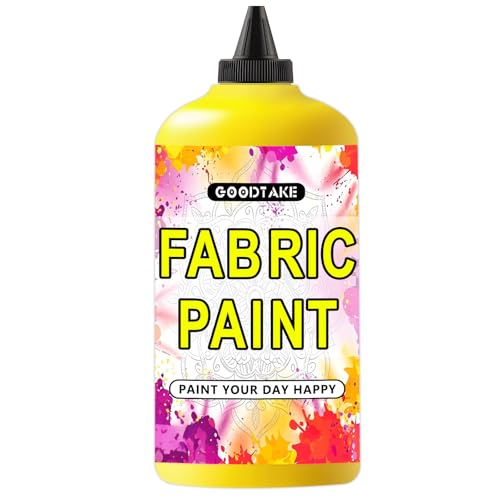 GOODTAKE Yellow Canvas Paint, 10.5 Fl.Oz Paint For Fabric' Painting, Acrylic Paints For Canvas, Fabric, Textile, Clothing Paints Permanent Fabric's for All Ages (Yellow, 10.5 Fl.Oz) - color: Yellow, size: 10.5 Fl Oz (Pack of 1)