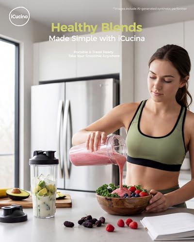 ICUCINA - 28 Oz Blender Cup Replacement with To-Go Lids, Cups for Protein Shakes, BPA Free Smoothie Cups (Pack of 2) - size: 28 Ounces