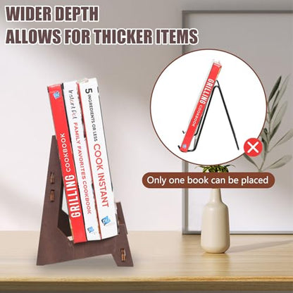 8 Inch Wooden Plate Holder Display Stands - Frame Holder for Book, Picture, Plaque, Decorative Plate, Photo and Platter, Tabletop Art (2 Pack)