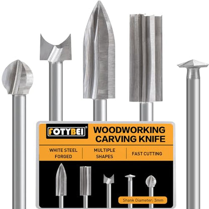 Wood Carving Drill Bits Set Compatible with Dremel Rotary Tool 5 Different Engraving Drill Accessories Bit Wood Grinding Woodworking Tool with 3mm Shank for DIY Carving Drilling Micro Sculpture