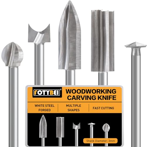 Wood Carving Drill Bits Set Compatible with Dremel Rotary Tool 5 Different Engraving Drill Accessories Bit Wood Grinding Woodworking Tool with 3mm Shank for DIY Carving Drilling Micro Sculpture