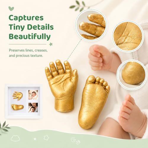 Noosuna Baby Hand and Foot Casting Kit with Shadow Box Frame(11x9 Inch), Baby Foot Casting Kit Ideal for Baby Keepsakes, Baby Shower, Newborn Gifts, Perfect First Birthday