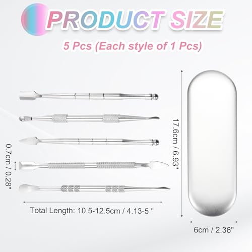 MECCANIXITY 6 Pcs Wax Carving Tools Stainless Steel Wax Carving Sculpting Tools with 5ml Silicone Container Jar and Portable Metal Case for Modeling Shaping, Silver Tone - color: Silver Tone, Metal Case