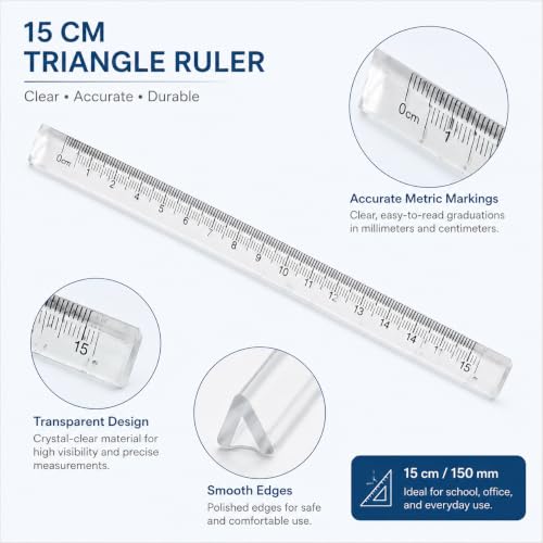 Triangle Ruler Set, Small Architectural Scale Ruler Pocket Size Ruler Metric Ruler Plastic Clear Ruler Triangle Ruler Drafting Tools Office, Drafting Tools for Office and School(15CM) ﻿