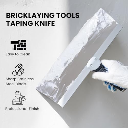 Mister Rui 14" Drywall Taping Knife, Stainless Steel Paint Scraper, Drywall Skimming Blade, Plastering Spatula Tools, Ergonomic Handle for Joint Taping