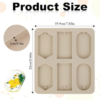 Epoxy Resin Molds, 1 Pcs Silicone Molds for Crafts, Resin Keychain Mold Rectangle Rhombic Elliptical Casting Mold with Hanging Holes for Jewelry Making DIY Handicrafts Pendant Decoration, Grey