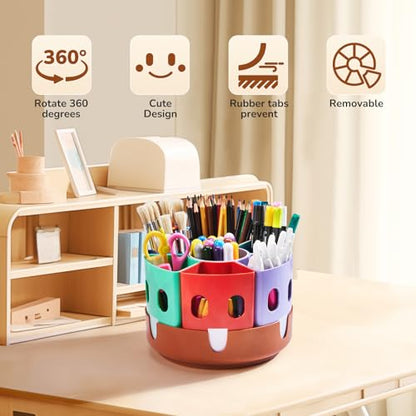 GAMENOTE Rotating Art Supply Storage Organizer, Lazy Susan Office School Supplies for Kids Desk Organizers and Homeschool Supplies Craft Caddy Classroom Organization (Small) - size: Small, 8"d x 5"h