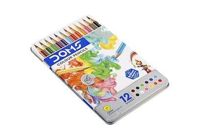 Doms Supersoft Non-Toxic Colour Pencil Set in Flat Tin Box (12 Assorted Shades)