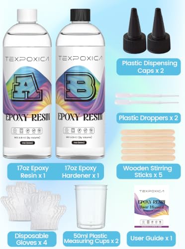 Epoxy Resin Kit 34OZ for Art Casting Resin & DIY Jewelry Making | Crystal Clear Resin Epoxy, Bbbble Free Art Crafts, Suitable for Wood & Molds - size: 34OZ